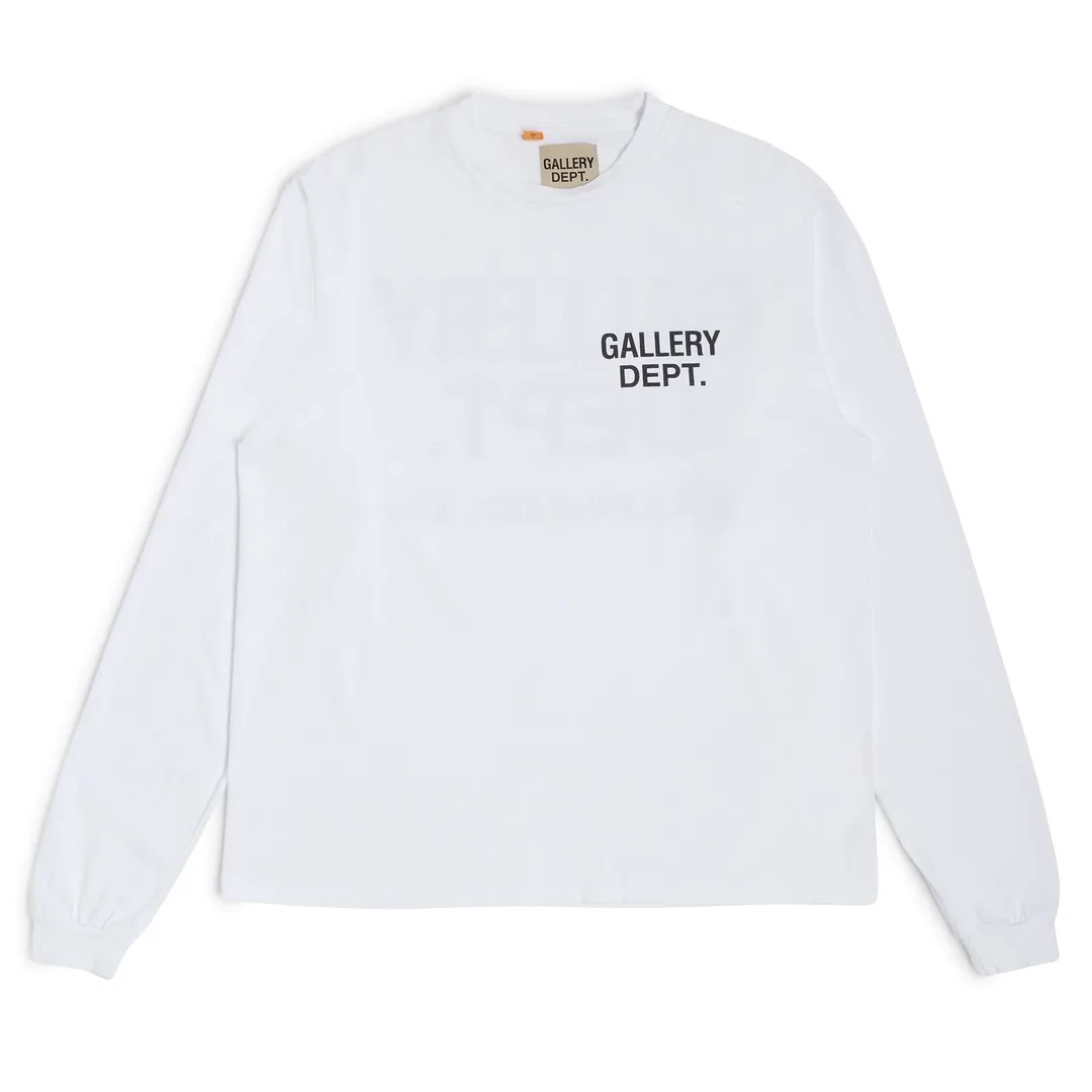 GALLERY DEPT. SOUVENIR L/S TEE English LOGO Basic Long Sleeve White S-XL Genuine Uniform Cylindrical No Side Seam Linen Cotton Fabric Garment Wash Preshrunk Correct Fit Correct Accessories